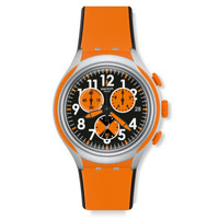 swatch 斯沃琪 金属X轻系列 YYS4003 男士石英手表 黑色 橙色