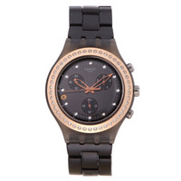swatch 斯沃琪 纯尚三眼计时系列 SVCM4008AG 中性石英手表 黑色 黑色 PVD镀黑不锈钢