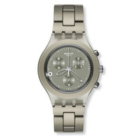 swatch 斯沃琪 纯尚三眼计时系列 SVCG4000AG 中性石英手表 42mm 褐色 褐色 铝