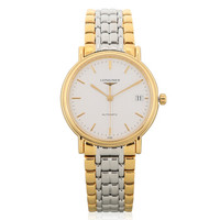 LONGINES 浪琴 瑰丽系列 L4.821.2.18.7 男士机械手表 34mm 白色 间金色 精钢间金