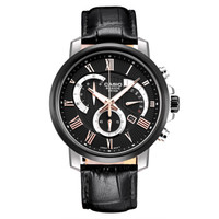 CASIO 卡西欧 ANALOGUE系列 BEM-506CL-1A 男士石英手表 47.95*45.03*11mm 黑色 不锈钢 黑色 皮质