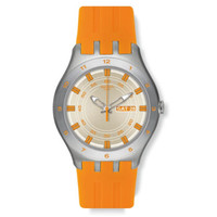 swatch 斯沃琪 绅士系列 YTS712 男士石英手表 银色 橙色