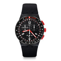 swatch 斯沃琪 ORIGINALS 原创系列 SUSB411 男士石英手表 42mm 黑色 黑色 硅胶