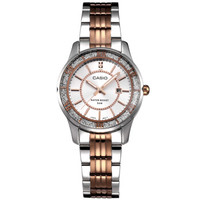 CASIO 卡西欧 指针系列 LTP-1358RG-7AVDF 女士石英手表 31.6mm 白盘 间金不锈钢表带 圆形