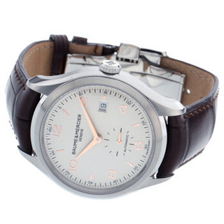 BAUME & MERCIER 名士 克里顿系列 M0A10054 男士机械手表 41mm 银色 棕色 鳄鱼皮