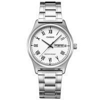 CASIO 卡西欧 MTP-V006D-7B 男士石英手表 38mm 白色 银色 不锈钢