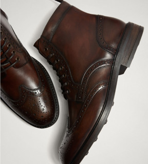 Massimo Dutti 17004322709-23 男士真皮细孔设计短靴