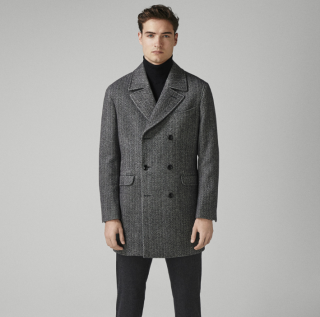 Massimo Dutti 02407292802-23 男士人字斜纹双排扣纯羊毛大衣