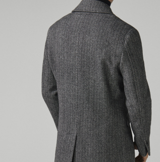 Massimo Dutti 02407292802-23 男士人字斜纹双排扣纯羊毛大衣