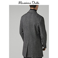 Massimo Dutti 02407292802-23 男士人字斜纹双排扣纯羊毛大衣 46 