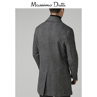 Massimo Dutti 02407292802-23 男士人字斜纹双排扣纯羊毛大衣 48 