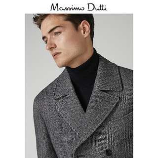 Massimo Dutti 02407292802-23 男士人字斜纹双排扣纯羊毛大衣 52  