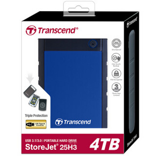 Transcend 创见 StoreJet 25H3B  USB3.0 移动硬盘 4TB 蓝色