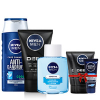 NIVEA 妮维雅 男士七夕定制礼盒（洁面 100g*1支+爽肤水 100ml*1瓶+洗发水 250ml*1瓶 赠 洁面 50g*2支+精华露 10g*1支）