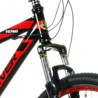 永久自行车 YE760型铝合金车架21速双碟刹山地自行车黑红色