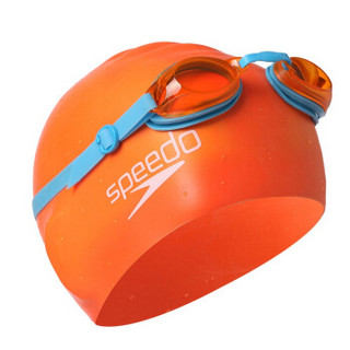 SPEEDO 速比涛 儿童泳镜泳帽套装 青少年游泳2件套 男女童游泳装备 橙色