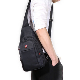SWISSGEAR胸包 商务休闲多功能潮流单肩包运动小背包防泼水户外斜挎腰包9.7英寸iPad包 SA-7719IIImini 黑色