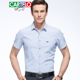 CARTELO 22865 男士短袖衬衫 蓝色 44