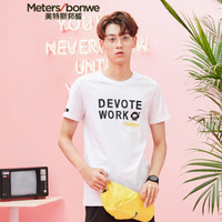 Meters bonwe 美特斯邦威 661449 男士卡通印花短袖T恤 亮白 180/100