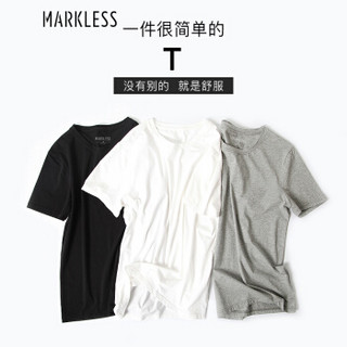 Markless TXA5630M1 男士纯色修身圆领短袖T恤两件装 黑色+白色 XL