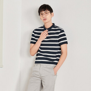 Semir 森马 19048001276 男士短袖polo衫 蓝白色调 L