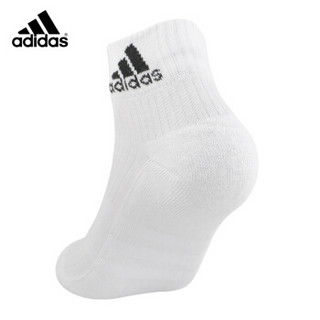 阿迪达斯adidas男女袜子运动休闲棉袜三双装白色L码43-46码