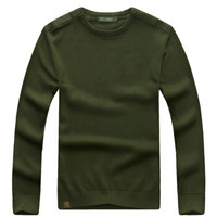 ZHAN DI JI PU 15322 男士圆领针织毛衣 军绿 3XL