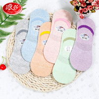 Langsha 浪莎 船袜女纯棉袜子隐形袜可爱透气浅口低邦女士短袜 6双 均码