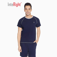 INTERIGHT家居服男 全棉短袖插肩袖休闲家居服套装 藏青色 L