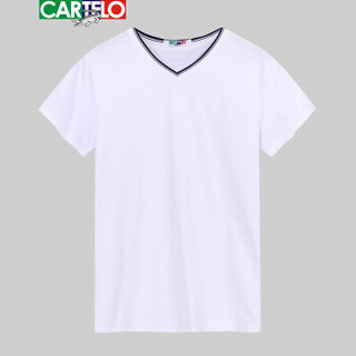 CARTELO V1709 男士修身短袖T恤 白色 3XL
