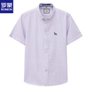 ROMON 罗蒙 8CS938807 男士短袖衬衫 紫白条 39