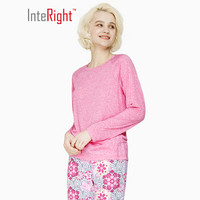 InteRight 女士彩点麻长袖家居服套装 (粉红色、L)