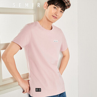 Semir 森马 19048001209 男士圆领短袖T恤 粉红 M