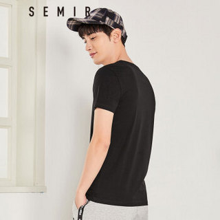 Semir 森马 12037001224 男士V领短袖T恤 黑色 XXL