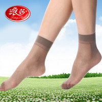 浪莎短丝袜女夏季超薄透明防勾丝水晶丝短袜5双装 灰色