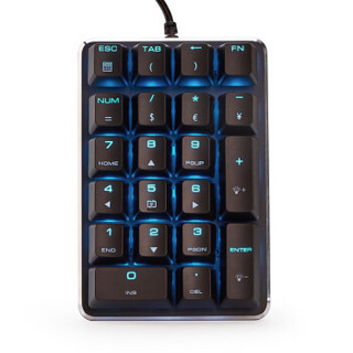 魔蛋（magicforce）21键 数字小键盘 数字键盘 迷你键盘 机械键盘 有线键盘 青轴 黑色 冰蓝灯 财务会计