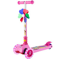 Disney 迪士尼 滑板车儿童1-2-3-6岁男女宝宝四轮滑步车 闪光可升降折叠三轮