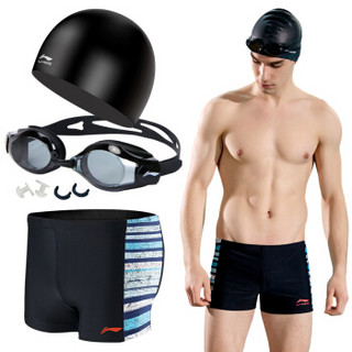 LI-NING 李宁 LSJK666-1 泳裤泳镜泳帽套组 黑色 450度 XL