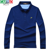 CARTELO 16001KE0904 男士纯色长袖POLO衫 深蓝色 2XL