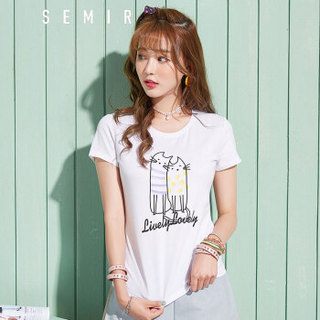 Semir 森马 19047000206 女士短袖T恤 白色 XL