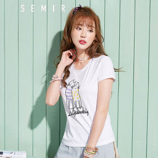 Semir 森马 19047000206 女士短袖T恤 白色 XL