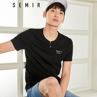 Semir 森马 19038001216 男士圆领短袖T恤 黑色 XXL