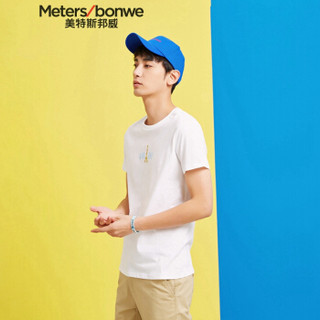  Meters bonwe 美特斯邦威 661280 男士创意长颈鹿图案短袖T恤 亮白 170/92