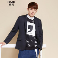 Semir 森马 10415111502 男士纯色两粒扣修身西服 黑色 S