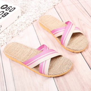 商品warrior 回力 2187 女士家居亚麻拖鞋 粉 35-36