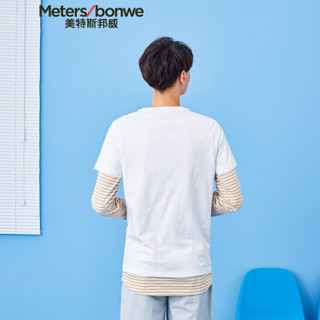  Meters bonwe 美特斯邦威 661237 男士字母短袖T恤 亮白 185/104