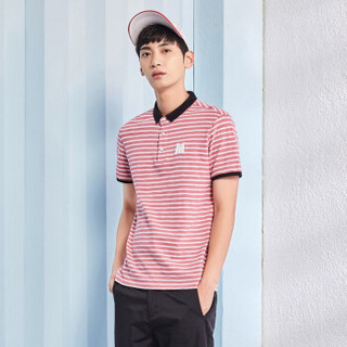 Semir 森马 19038001201 男士条纹polo衫 红白色调 S