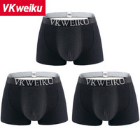 VKWEIKU G083 男士平角裤 (3条装、XL、黑色+黑色+黑色)