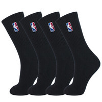 NBA袜子男士袜子专业篮球长筒毛巾底毛圈底纯黑色精梳棉运动袜2双装 均码