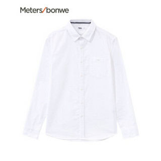 Meters bonwe 美特斯邦威 722465 男双袋牛津纺衬衫 白色组 170/92